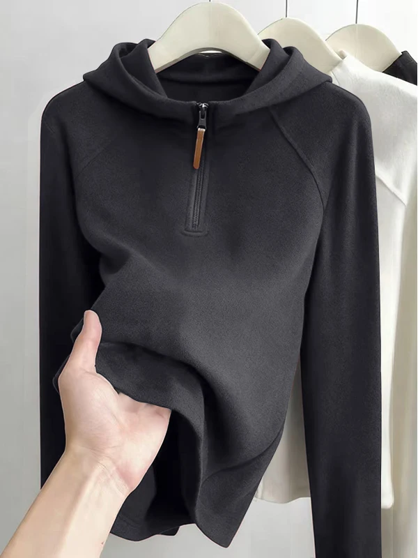 Women's Long Sve Hoodie Thermal Velvet Loose Fit Zipper Design Base Layer Top Winter New Sle Versatile Large Size
Women's Long Sve Hoodie Thermal Velvet Loose Fit Zipper Design Base Layer Top Winter New Sle Versatile Large Size