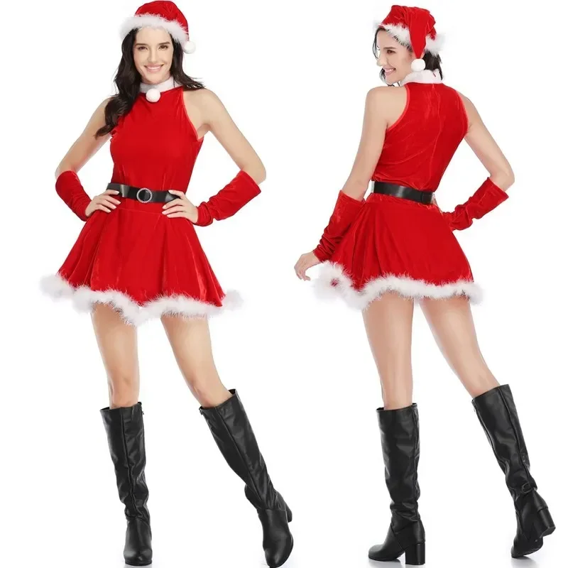 Adults Women Christmas Swing Dress With Belt Sexy Plush Warm Red Velvet Santa Claus Costume Christmas Xmas Party Clothing
Adults Women Christmas Swing Dress With Belt Sexy Plush Warm Red Velvet Santa Claus Costume Christmas Xmas Party Clothing