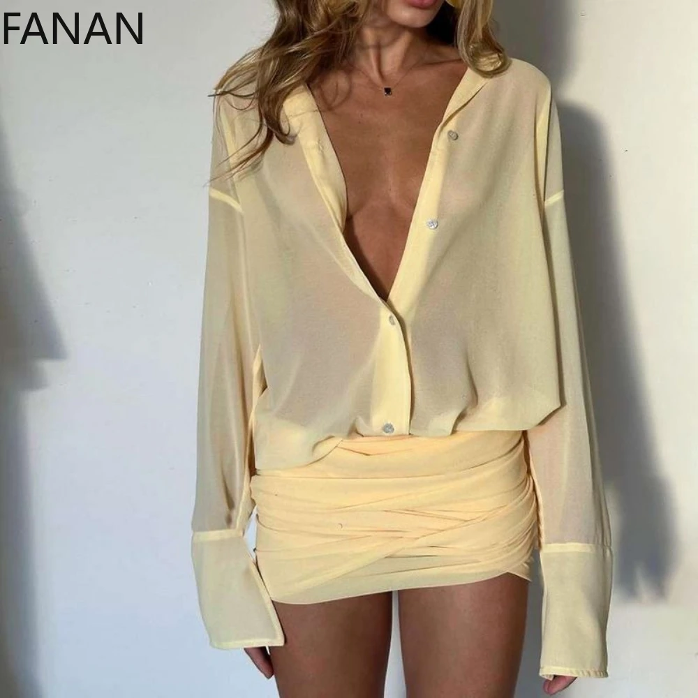 Women's Sexy Ruched See Through Chiffon Long Sleeve Shirt Dress Bodycon Mini Dress Curve Hugging Going Out Outfit
Women's Sexy Ruched See Through Chiffon Long Sleeve Shirt Dress Bodycon Mini Dress Curve Hugging Going Out Outfit