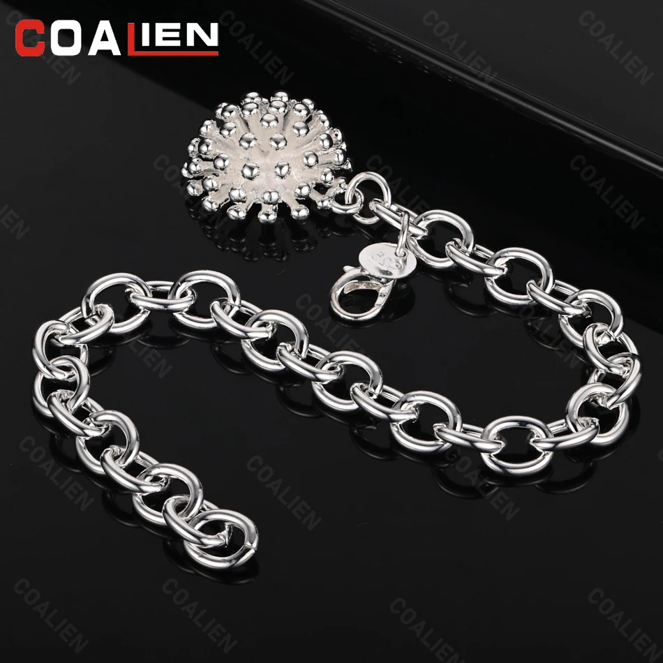 COALIEN 925 Sterling Silver Half Ball Dandelion Pendant Chain Bracelet Woman Fashion Charm Wedding Party Jewelry
COALIEN 925 Sterling Silver Half Ball Dandelion Pendant Chain Bracelet Woman Fashion Charm Wedding Party Jewelry