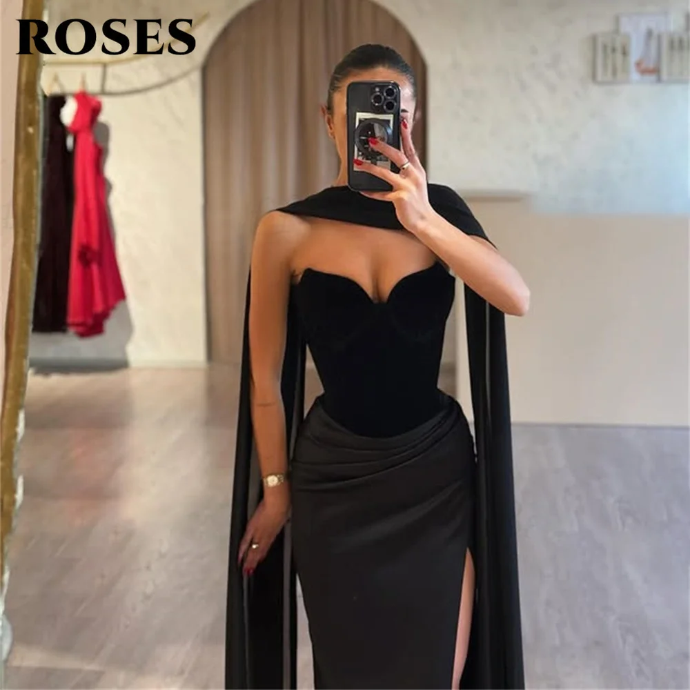 ROSES Stunning Black Halter Evening Dresses Sexy Sweetheart Satin Mermaid فستان سهرة Sexy Side High Split Party Dress Customized
ROSES Stunning Black Halter Evening Dresses Sexy Sweetheart Satin Mermaid فستان سهرة Sexy Side High Split Party Dress Customized