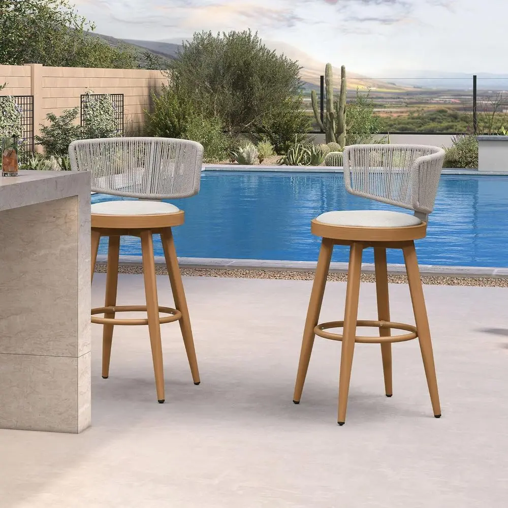 Pair of 30 Teak Swivel Outdoor Bar Stools with Ergonomic Back for Patio, Garden, and Kitchen
Pair of 30 Teak Swivel Outdoor Bar Stools with Ergonomic Back for Patio, Garden, and Kitchen