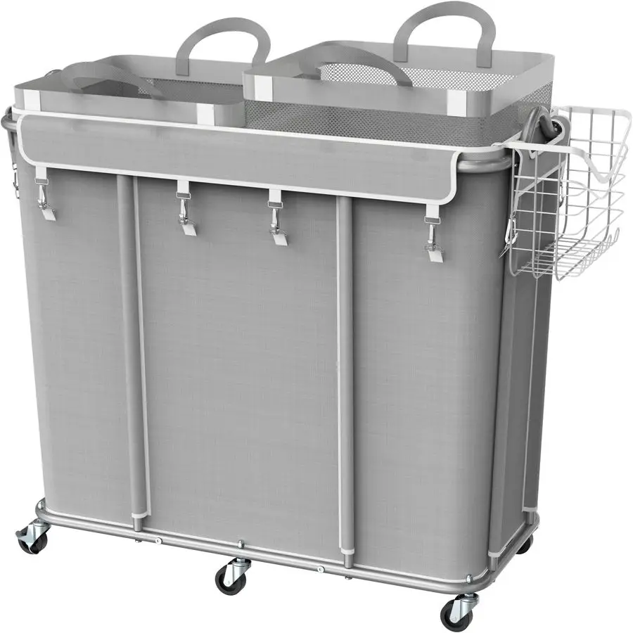 Extra Large 2 Section Rolling Laundry Cart 265 Liter Heavy Duty Hamper with 2 Removable Bags amp 6 Smooth Wheels Commercial Laun
Extra Large 2 Section Rolling Laundry Cart 265 Liter Heavy Duty Hamper with 2 Removable Bags amp 6 Smooth Wheels Commercial Laun