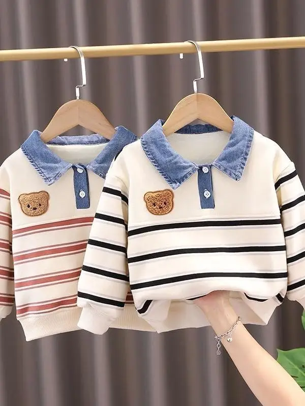 Детский свитшот-пуловер для мальчиков, осенняя модная тонкая полосатая одежда с длинными рукавами из полиэфирного волокна
Детский свитшот-пуловер для мальчиков, осенняя модная тонкая полосатая одежда с длинными рукавами из полиэфирного волокна