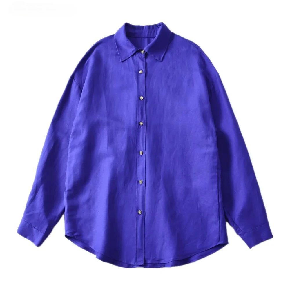 Осень 2021, темно-синяя льняная рубашка с длинными рукавами CHILL, женские однобортные свободные блузки большого размера с пуговицами и лацканами, шикарные топы
Осень 2021, темно-синяя льняная рубашка с длинными рукавами CHILL, женские однобортные свободные блузки большого размера с пуговицами и лацканами, шикарные топы