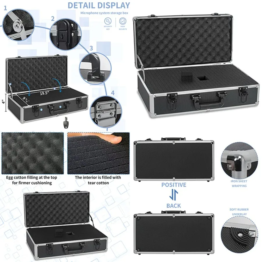 20 Inch Hard Carrying Case Ideal for Wireless Mic System Storage & Camera Gear Transportation, Aluminum Alloy Sturdy Build, Customizable Pre-Diced Foam, Black
20 Inch Hard Carrying Case Ideal for Wireless Mic System Storage & Camera Gear Transportation, Aluminum Alloy Sturdy Build, Customizable Pre-Diced Foam, Black