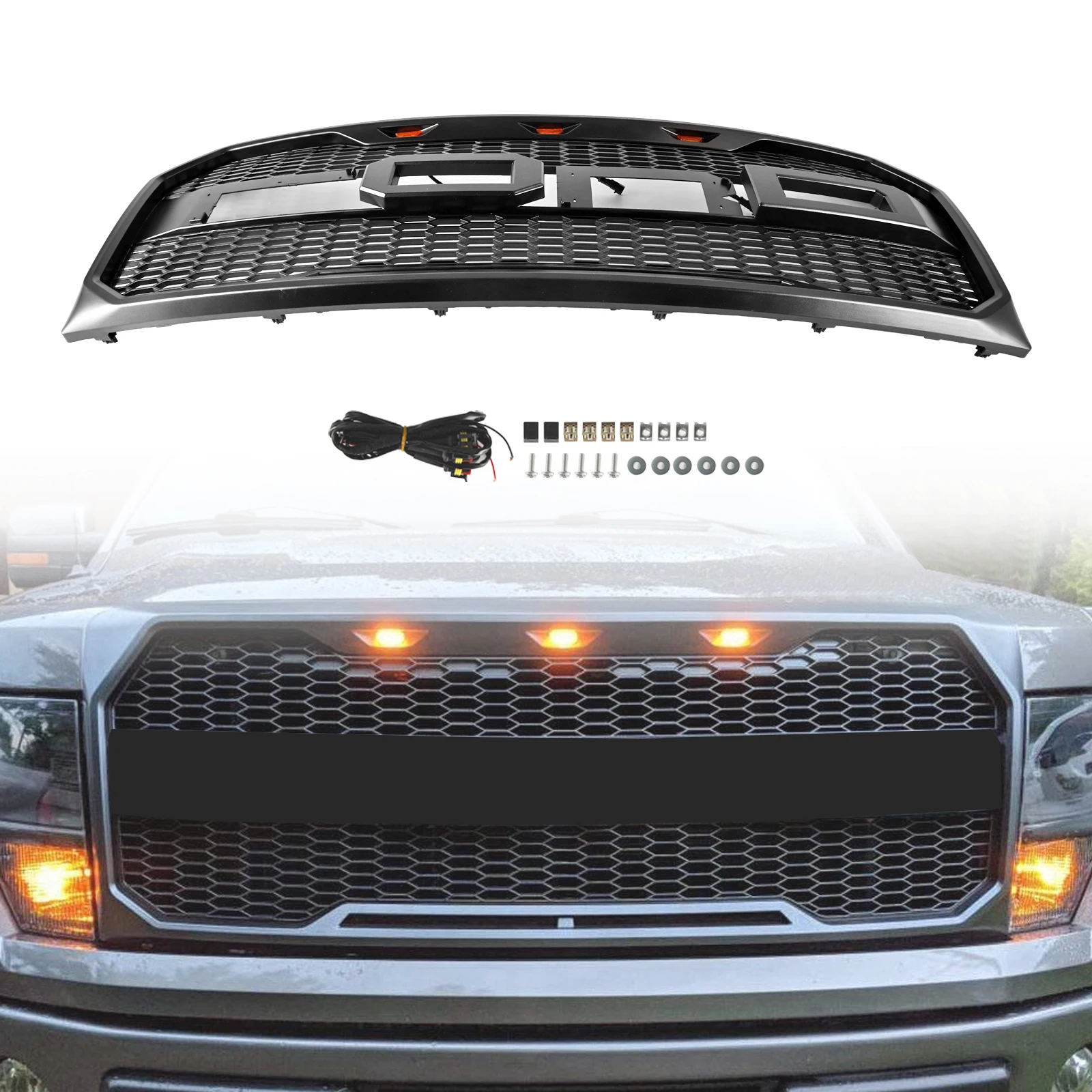 Решетка переднего бампера в стиле Artudatech Raptor подходит для Ford F150 2009-2014 со светодиодом
Решетка переднего бампера в стиле Artudatech Raptor подходит для Ford F150 2009-2014 со светодиодом