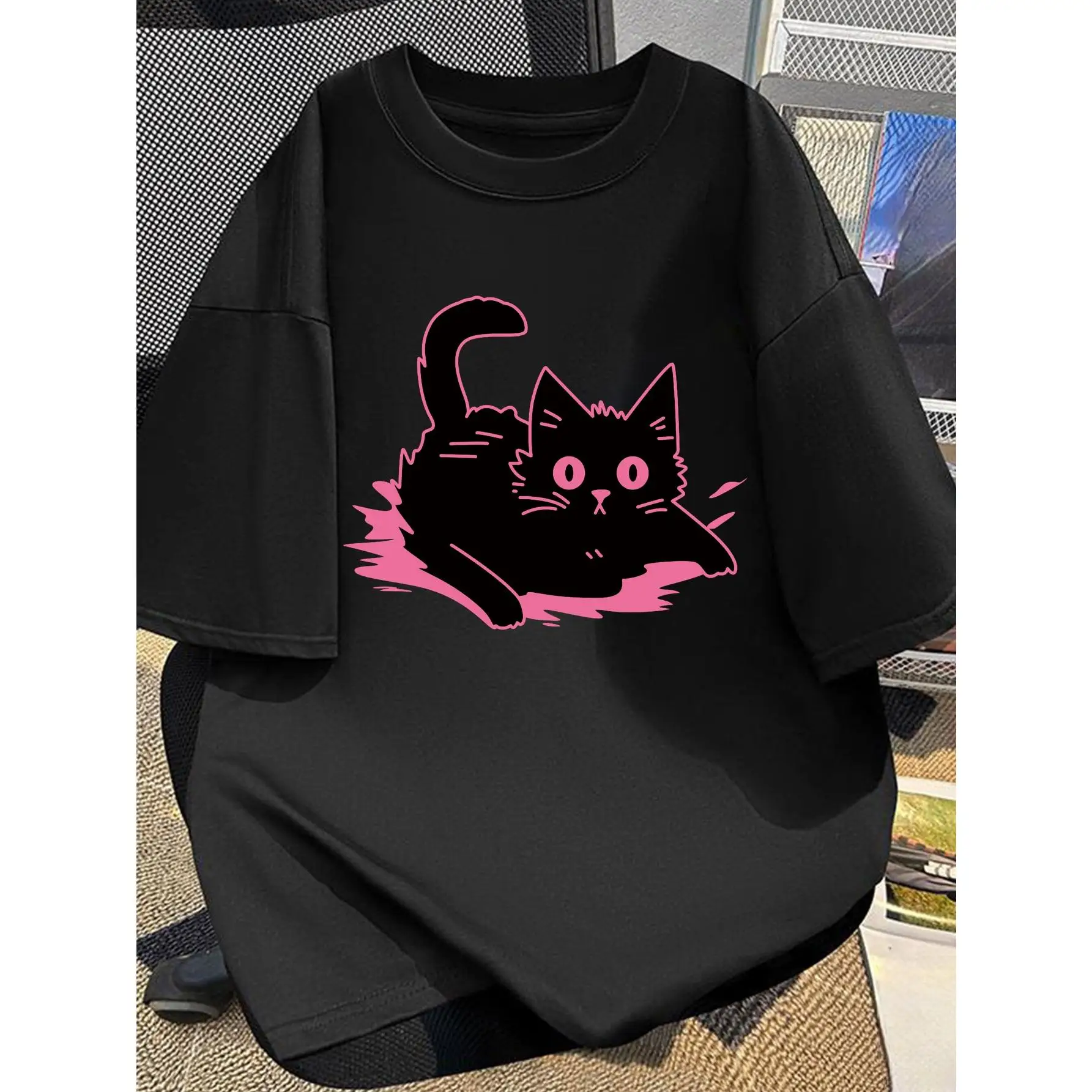 2025 Gift, 180g, Cute Style For American Cat Lovers' Day! Women's T- Shirt With Black Cat Print In Black- Pink Contrast Color
2025 Gift, 180g, Cute Style For American Cat Lovers' Day! Women's T- Shirt With Black Cat Print In Black- Pink Contrast Color