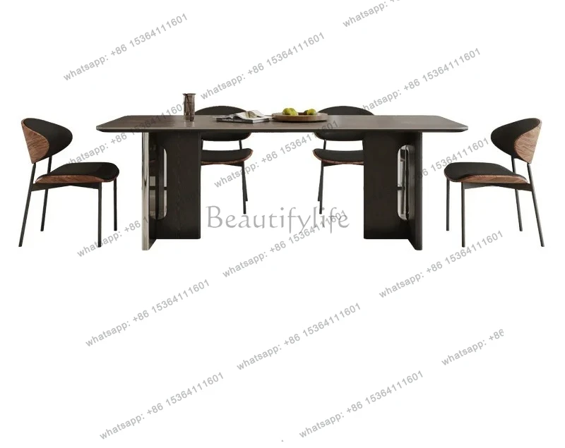 Italian small apartment solid wood rock slab dining table retro style rectangular household dining table adornos de sala
Italian small apartment solid wood rock slab dining table retro style rectangular household dining table adornos de sala