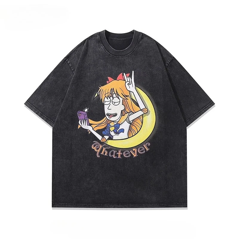 Vintage Washed American High Street Men's Women's T-Shirt Hip-Hop Casual Cartoon Anime Band Print Short-Sleeved Tees Tops 2025
Vintage Washed American High Street Men's Women's T-Shirt Hip-Hop Casual Cartoon Anime Band Print Short-Sleeved Tees Tops 2025