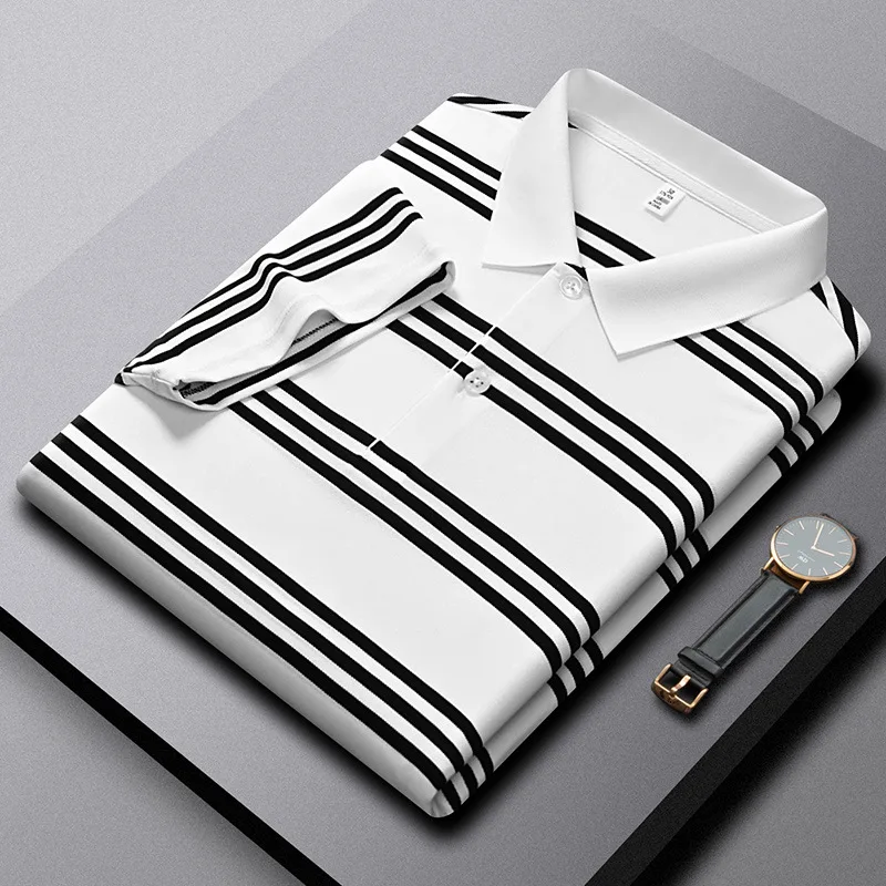 New Summer Knitted Golf Men's Polo Shirt Striped Color Short Sleeve Breathable Cool Fashion Classic Collar Business T-shirt
New Summer Knitted Golf Men's Polo Shirt Striped Color Short Sleeve Breathable Cool Fashion Classic Collar Business T-shirt