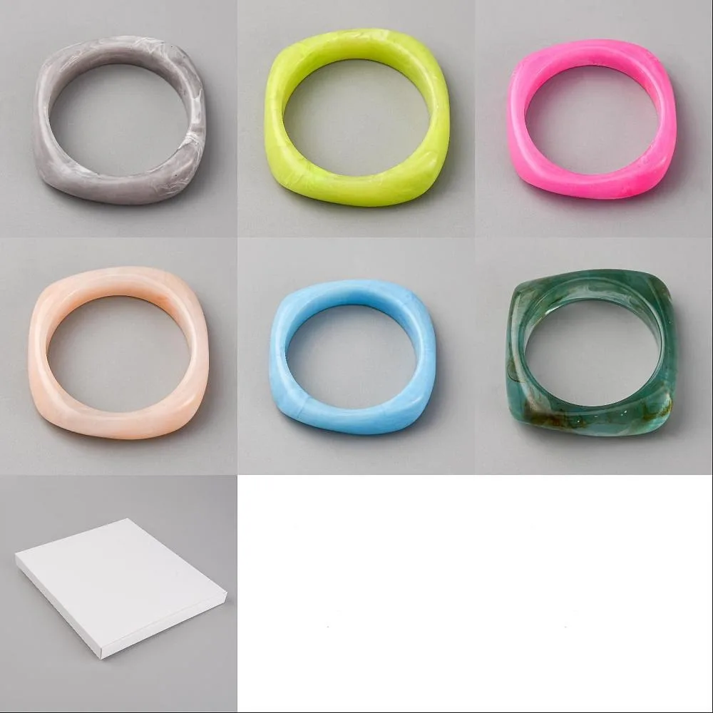 6Pcs 6 Colors Opaque Resin Bangles for Women Square Mixed Color Inner Diameter: 2-5/8 inch(6.7~6.8cm) 1pc/color
6Pcs 6 Colors Opaque Resin Bangles for Women Square Mixed Color Inner Diameter: 2-5/8 inch(6.7~6.8cm) 1pc/color