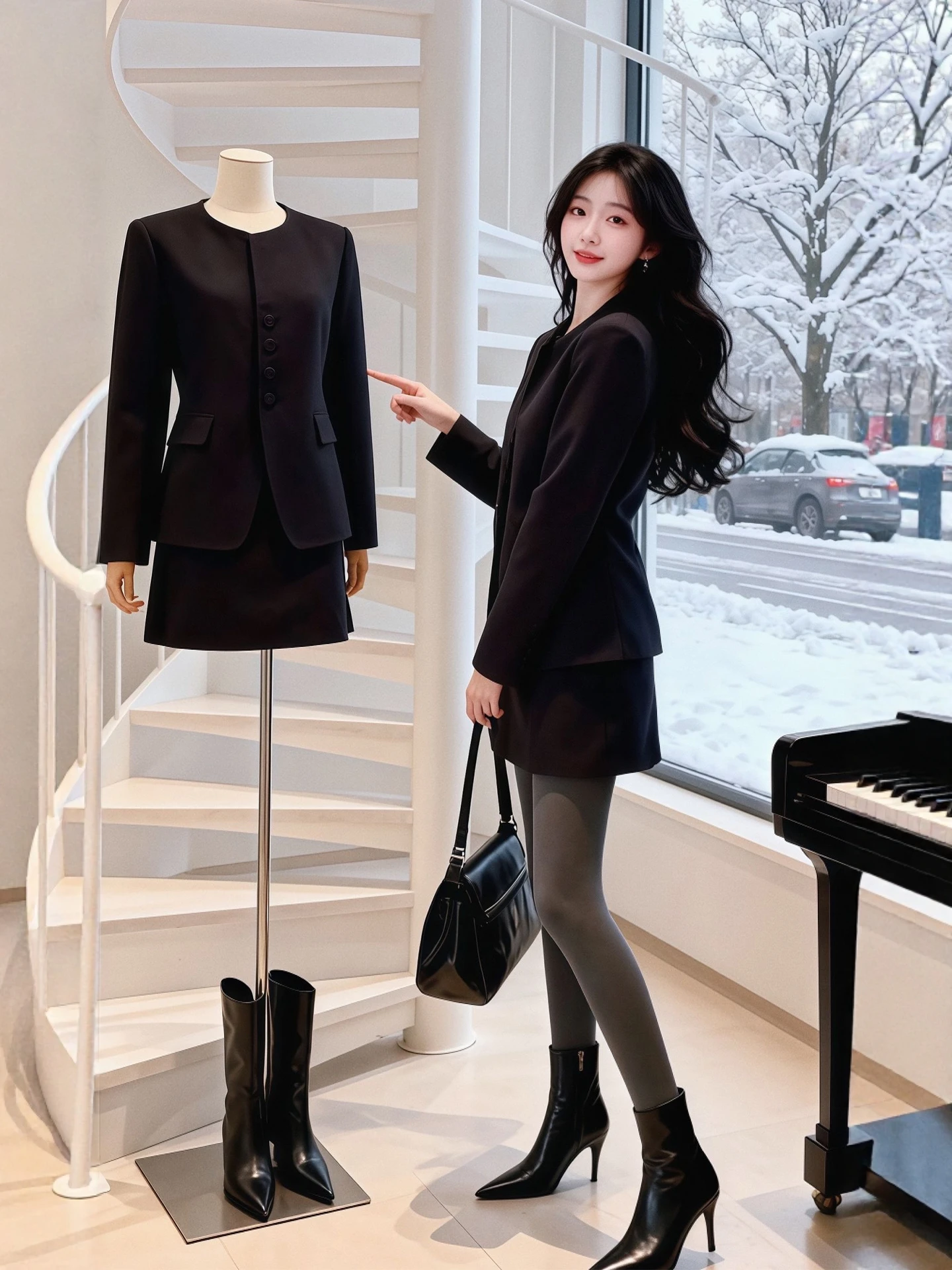 Bla round Ne Suit Jaet And Skirt Set plus Size Women's Faionable And Sli Autumn Winter Outfit Casual Wear
Bla round Ne Suit Jaet And Skirt Set plus Size Women's Faionable And Sli Autumn Winter Outfit Casual Wear