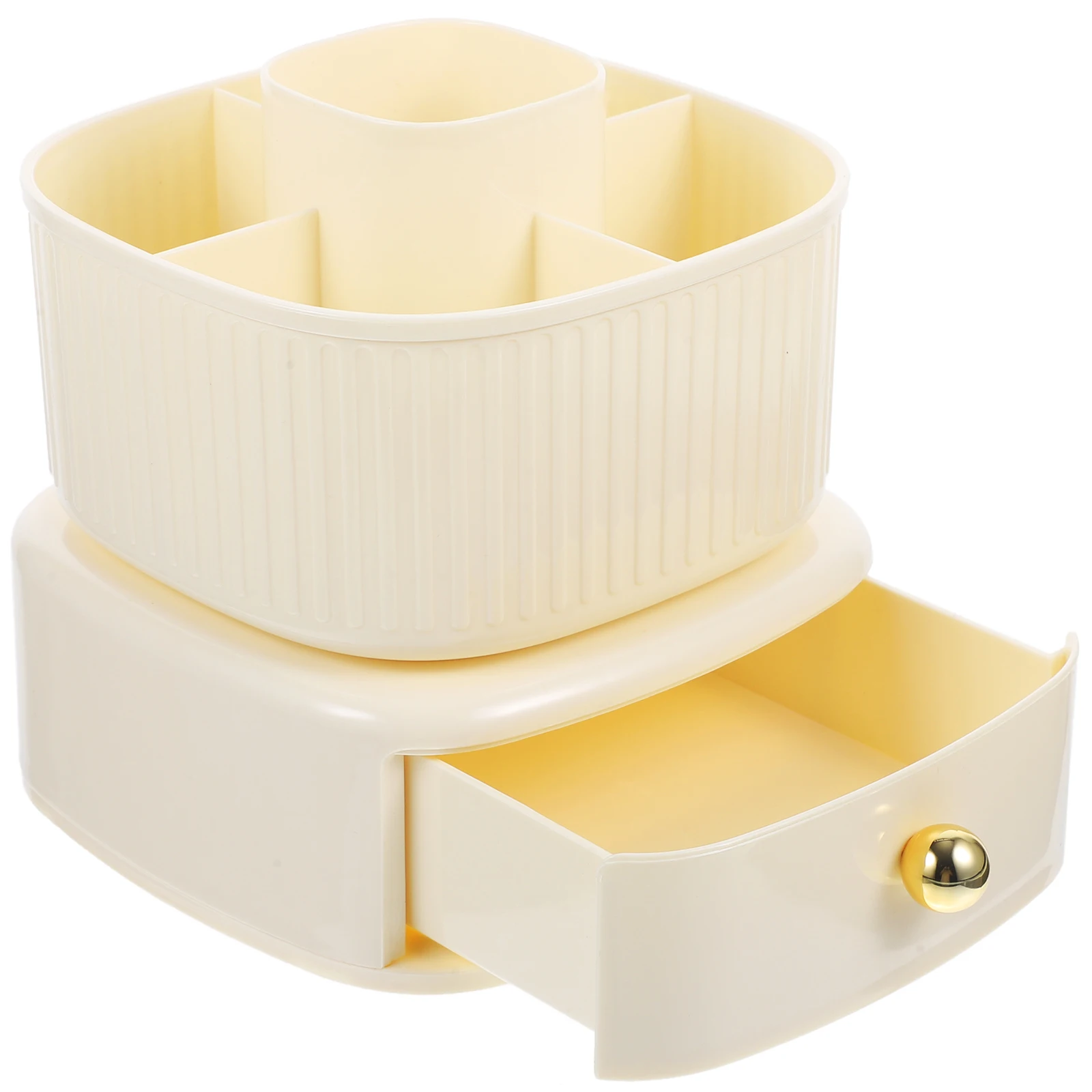 360 Degree Rotating Double Layer Six Grid Makeup Brush Storage Bucket Cream White Large Capacity Desktop Organizer for Cosmetics
360 Degree Rotating Double Layer Six Grid Makeup Brush Storage Bucket Cream White Large Capacity Desktop Organizer for Cosmetics