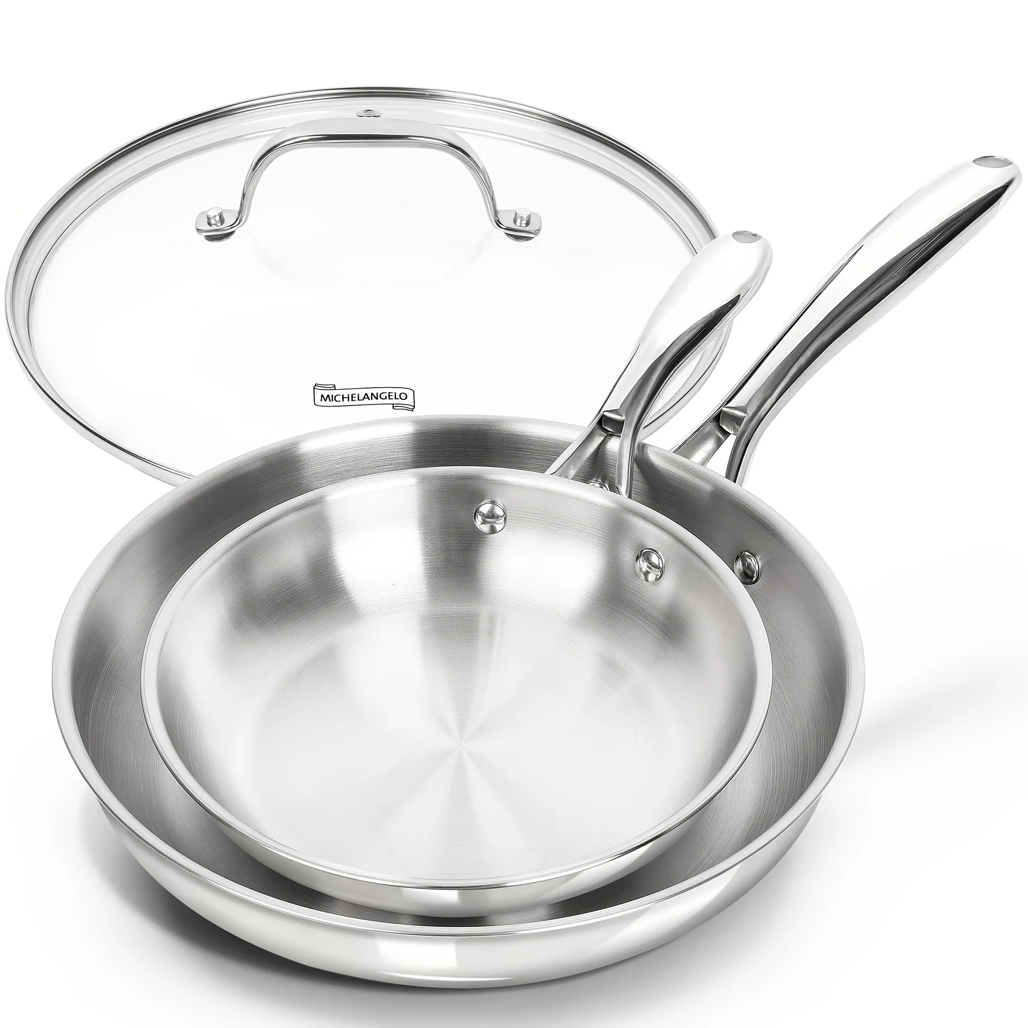 Stainless Steel Frying Pan Set, Cooking Pan Set with Triply Base, Stainless Steel Skillet with Ergonomic Handle
Stainless Steel Frying Pan Set, Cooking Pan Set with Triply Base, Stainless Steel Skillet with Ergonomic Handle