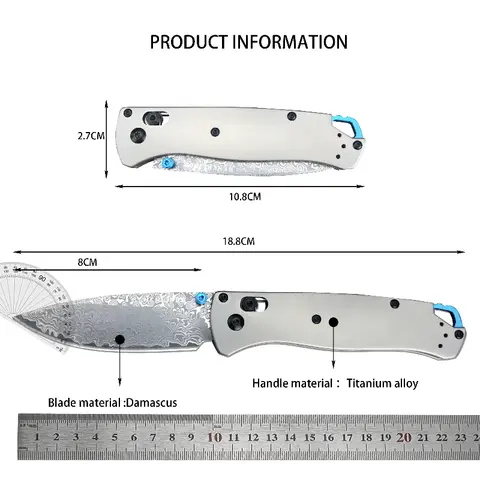 BM 535 TC4 Bugout AXIS Folding Knife D2 Blade TC4 Titanium Alloy Handle Outdoor Hunting Tactical Knives Safety Pocket EDC Tools