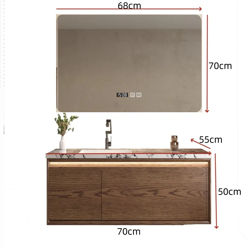 Medieval oak bathroom cabinet rock slab hot bending integrated basin light luxury bathroom
Medieval oak bathroom cabinet rock slab hot bending integrated basin light luxury bathroom