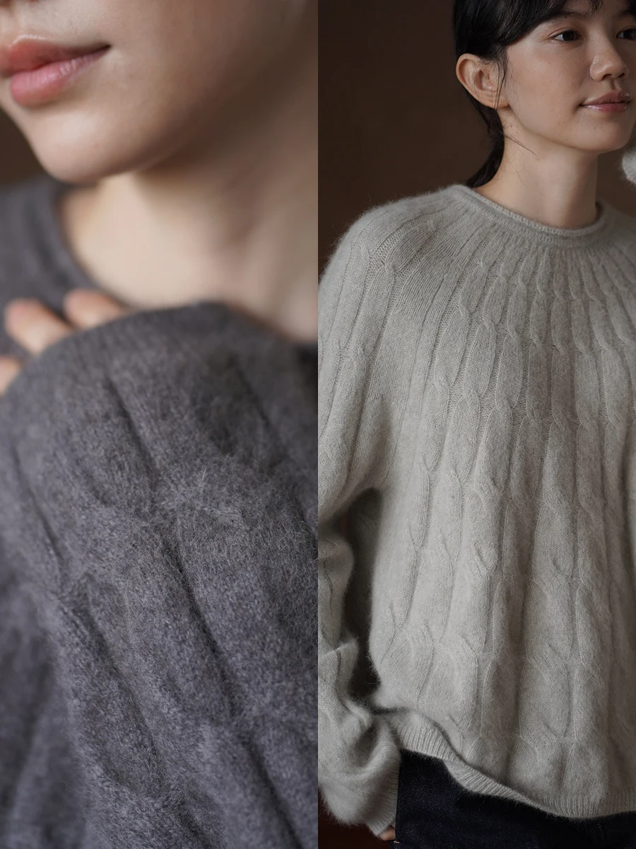 Slimming Effectiven Ultra Fine Woolen Fce round Ne Loose Knitted Sweater Cloud Embrace Vintage Twist Design for Women
Slimming Effectiven Ultra Fine Woolen Fce round Ne Loose Knitted Sweater Cloud Embrace Vintage Twist Design for Women