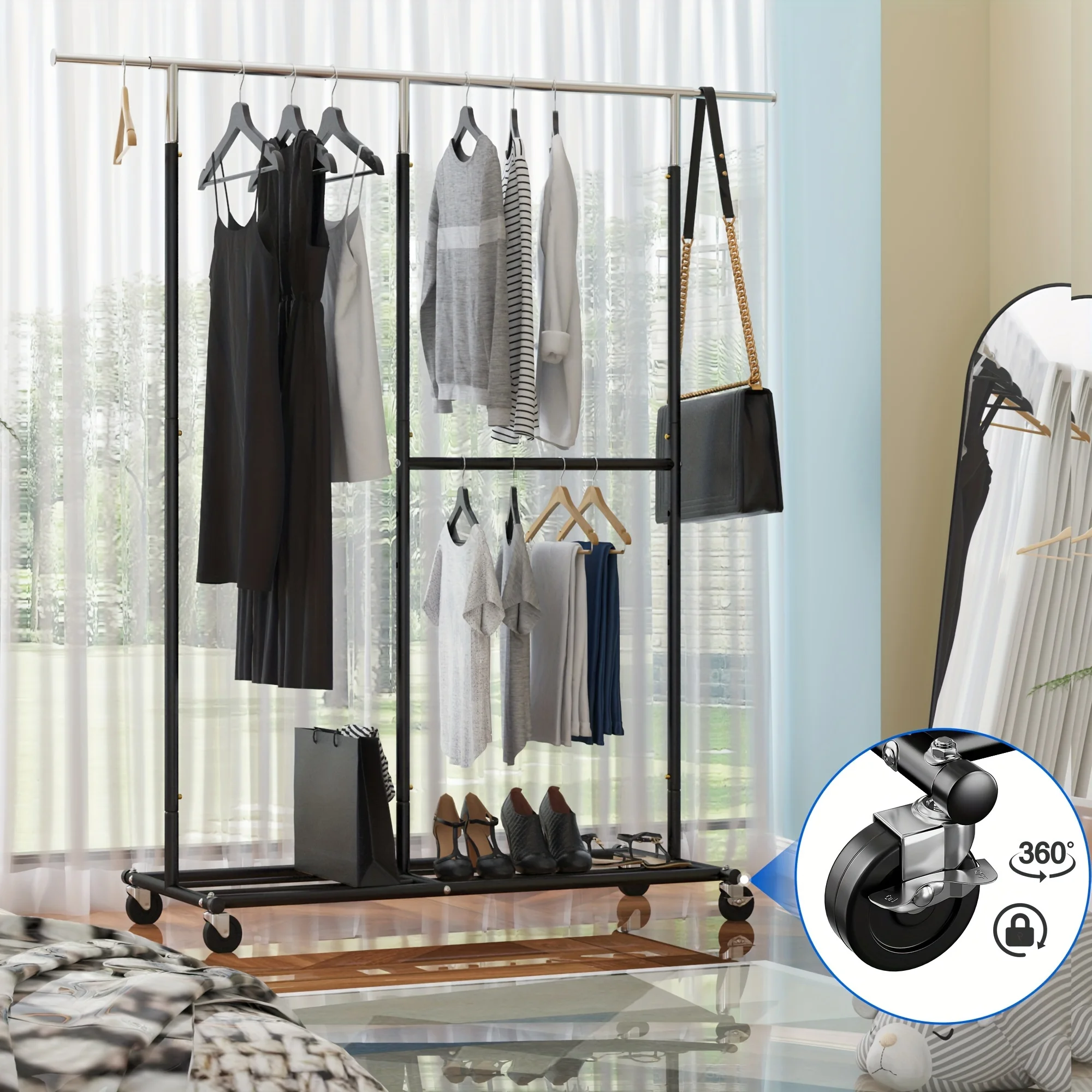 Clothing Rack for Hanging Clothing Mobile Sturdy Clothes Rack for Walk-in Closet, Be
Clothing Rack for Hanging Clothing Mobile Sturdy Clothes Rack for Walk-in Closet, Be