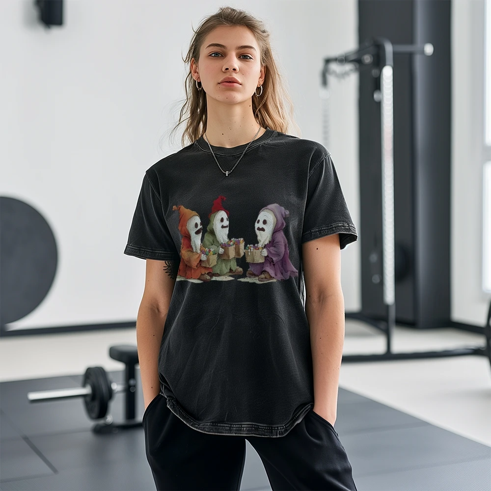 Halloween Themed Three Ghost Print Women's T-Shirts Loose Wash Fashion Short Sleeves Funny Cute Style Basic Tee
Halloween Themed Three Ghost Print Women's T-Shirts Loose Wash Fashion Short Sleeves Funny Cute Style Basic Tee