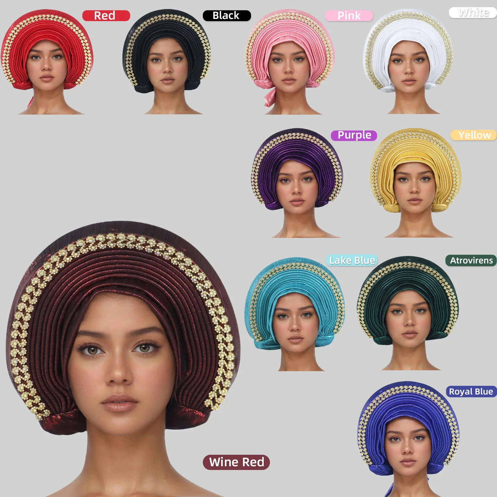 Bonnet Hijab Turbante Mujer Headband Auto Gele Headtie Already Made Aso Oke Nigerian Head Wraps African Women Sego Headties Hat
Bonnet Hijab Turbante Mujer Headband Auto Gele Headtie Already Made Aso Oke Nigerian Head Wraps African Women Sego Headties Hat