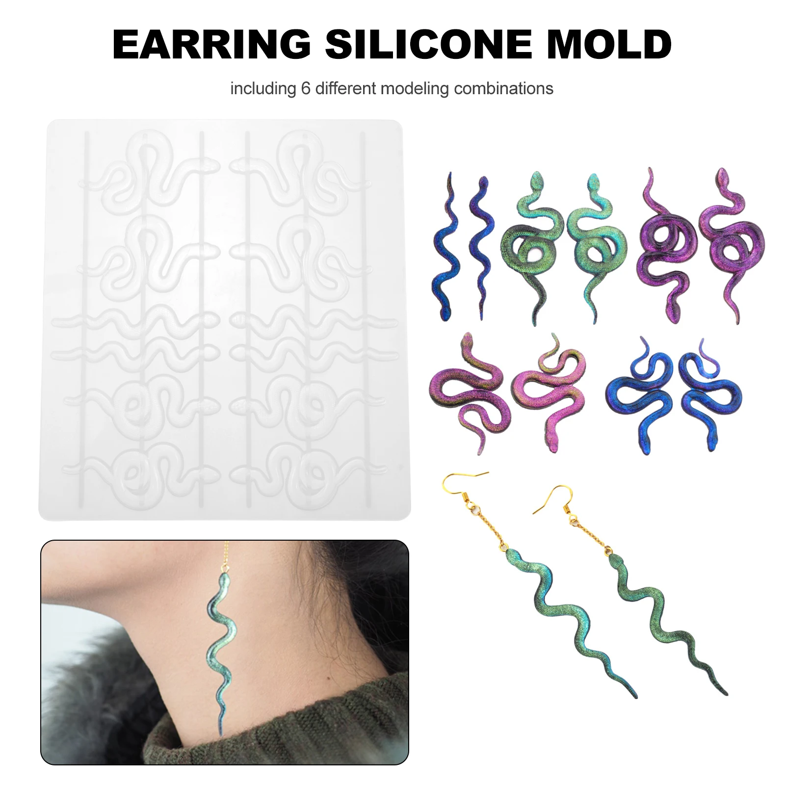 Flexible Silicone Snake Shape Diy Earring Key Chain Mold Set Durable Reusable Jewelry Casting Molds For Pendant Making
Flexible Silicone Snake Shape Diy Earring Key Chain Mold Set Durable Reusable Jewelry Casting Molds For Pendant Making