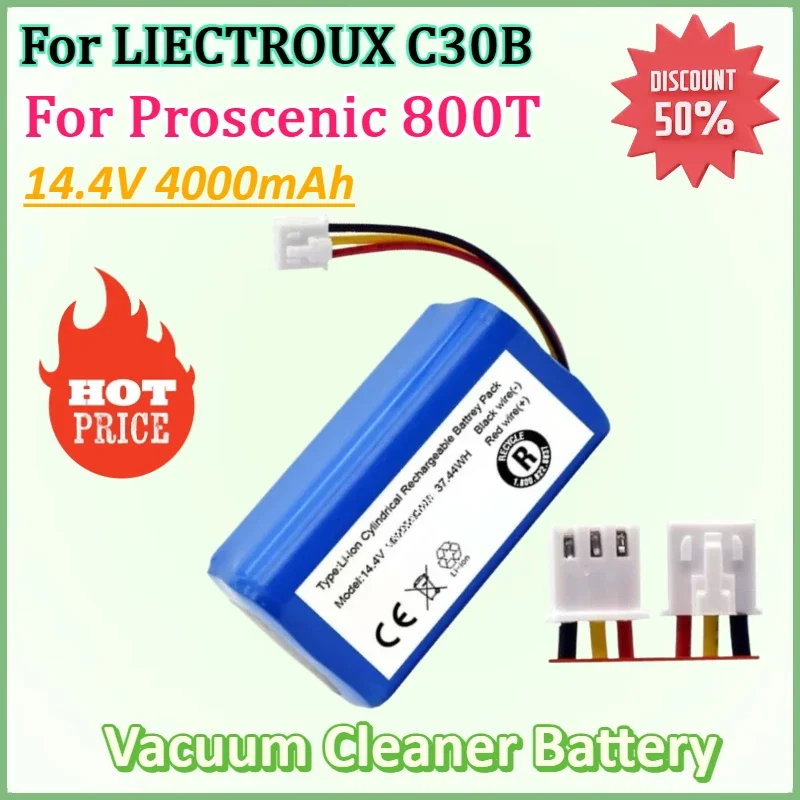 New Battery 14.4V 4000mAh for LIECTROUX C30B Robot Vacuum Cleaner Lithium Cell Rechargeable Batteries for Proscenic 800T
New Battery 14.4V 4000mAh for LIECTROUX C30B Robot Vacuum Cleaner Lithium Cell Rechargeable Batteries for Proscenic 800T