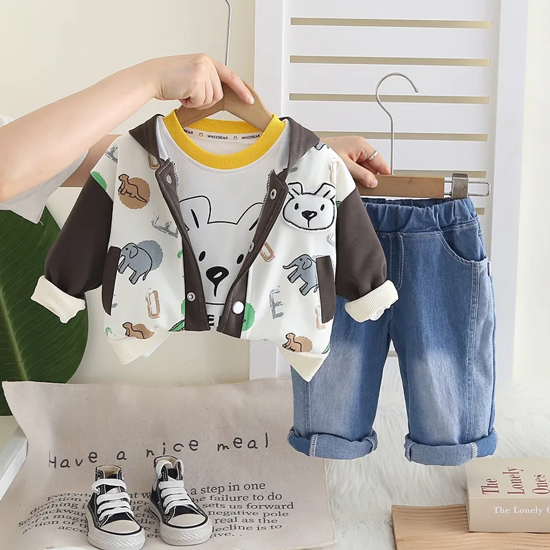 New Spring Autumn Baby Girls Clothes Kids Clothing Children Boys Cartoon Hooded Jacket T-Shirt Pants 3Pcs/Sets Infant Tracksuits
New Spring Autumn Baby Girls Clothes Kids Clothing Children Boys Cartoon Hooded Jacket T-Shirt Pants 3Pcs/Sets Infant Tracksuits