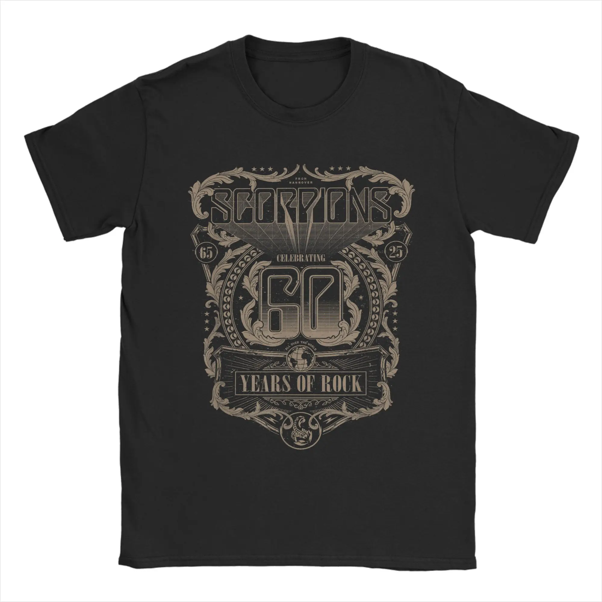 Men T-Shirt Scorpions 60 Years of Rock Leisure Pure Cotton Tees Short Sleeve Music Band T Shirts Crew Neck Tops Gift Idea
Men T-Shirt Scorpions 60 Years of Rock Leisure Pure Cotton Tees Short Sleeve Music Band T Shirts Crew Neck Tops Gift Idea