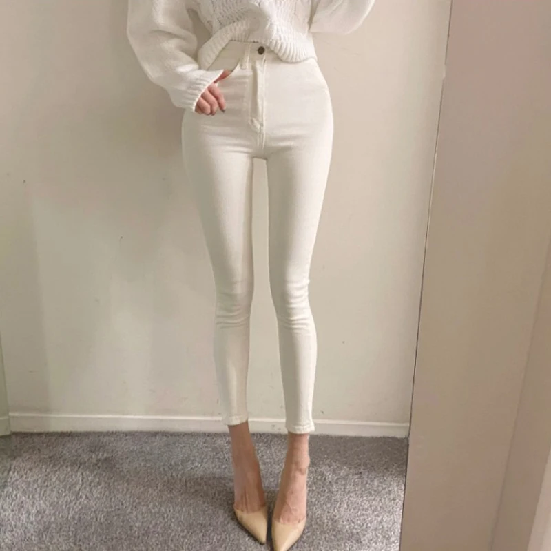 Сексуальные удобные облегающие джинсы с высокой талией, женские весенне-осенние модные эластичные эластичные универсальные брюки до щиколотки
Сексуальные удобные облегающие джинсы с высокой талией, женские весенне-осенние модные эластичные эластичные универсальные брюки до щиколотки