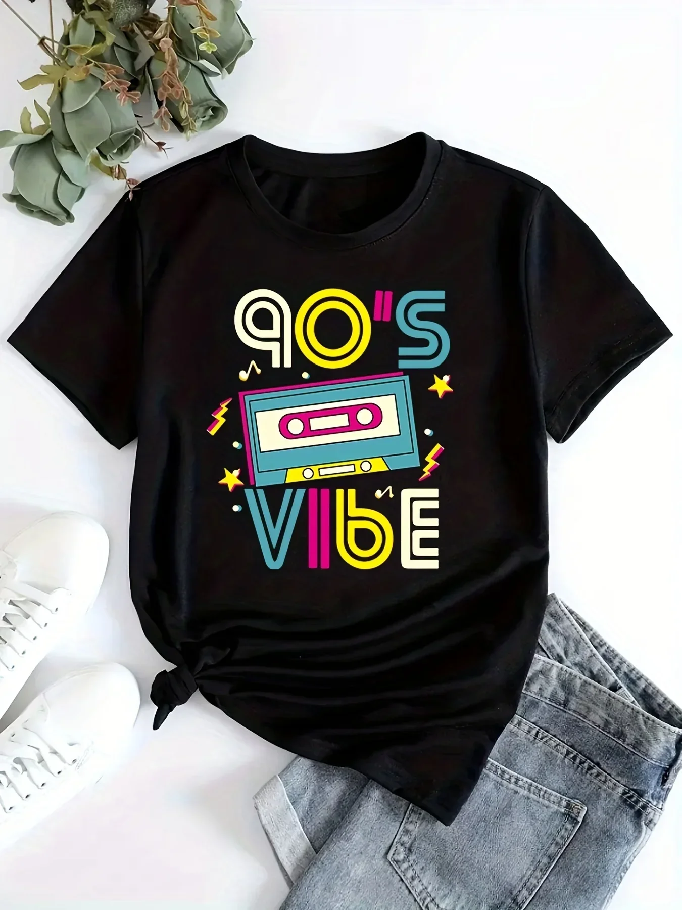 Футболка с принтом 90-х Vibes, повседневный топ с короткими рукавами и круглым вырезом на лето и весну, женская одежда Ropa Mujer My Body My Choice
Футболка с принтом 90-х Vibes, повседневный топ с короткими рукавами и круглым вырезом на лето и весну, женская одежда Ropa Mujer My Body My Choice