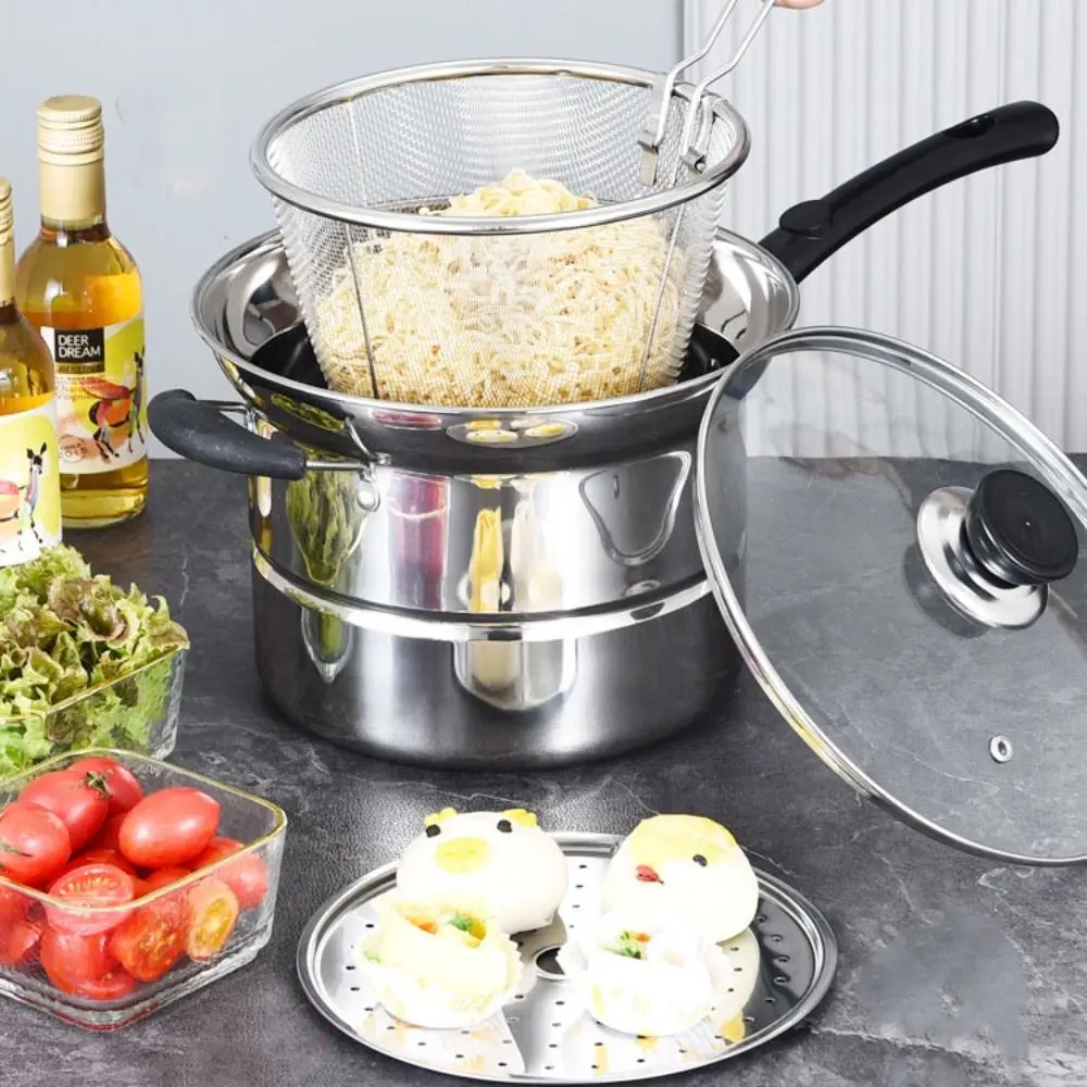 Multifunctional Stainless Steel Deep Fryer Pot Visible Lid Japanese Pasta Pot with Frying Basket and Steamer Stockpot Tempura
Multifunctional Stainless Steel Deep Fryer Pot Visible Lid Japanese Pasta Pot with Frying Basket and Steamer Stockpot Tempura