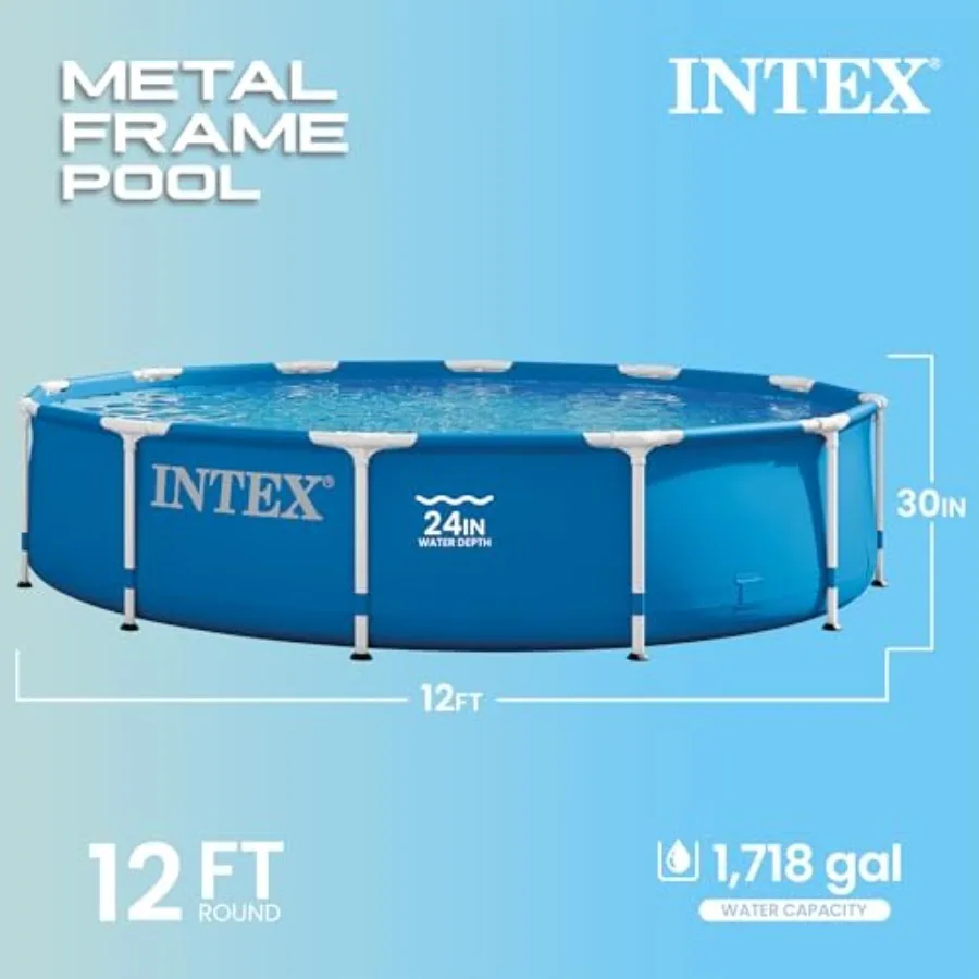 12' x 30" Round Metal Frame Outdoor Above Ground Swimming Pool Set with Filter Pump, Cartridges, 42 Inch Steel Pool Ladder,Cover
12' x 30" Round Metal Frame Outdoor Above Ground Swimming Pool Set with Filter Pump, Cartridges, 42 Inch Steel Pool Ladder,Cover