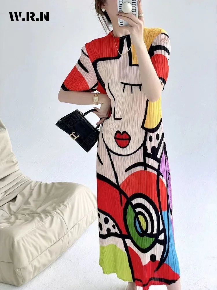 2025 Summer Casual Style Short Sleeve Cartoon Print Ladies Dresses Women's Elegant Loose Fit Round Neck Thin Mid Long Dress
2025 Summer Casual Style Short Sleeve Cartoon Print Ladies Dresses Women's Elegant Loose Fit Round Neck Thin Mid Long Dress