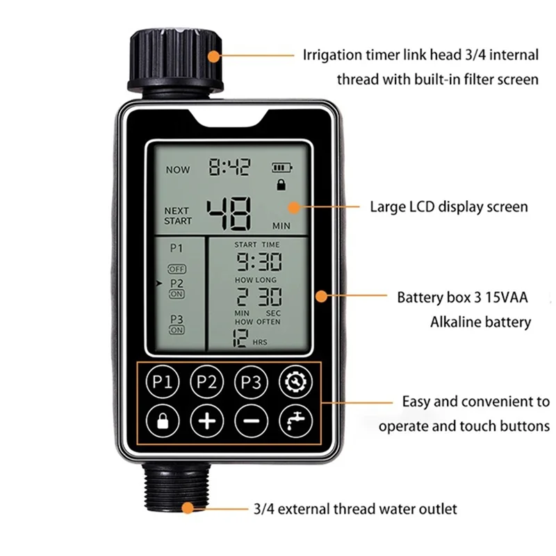 M12K-Automatic Watering Timer With Touch Screen, Waterproof Large Screen Intelligent Outdoor Watering Device
M12K-Automatic Watering Timer With Touch Screen, Waterproof Large Screen Intelligent Outdoor Watering Device