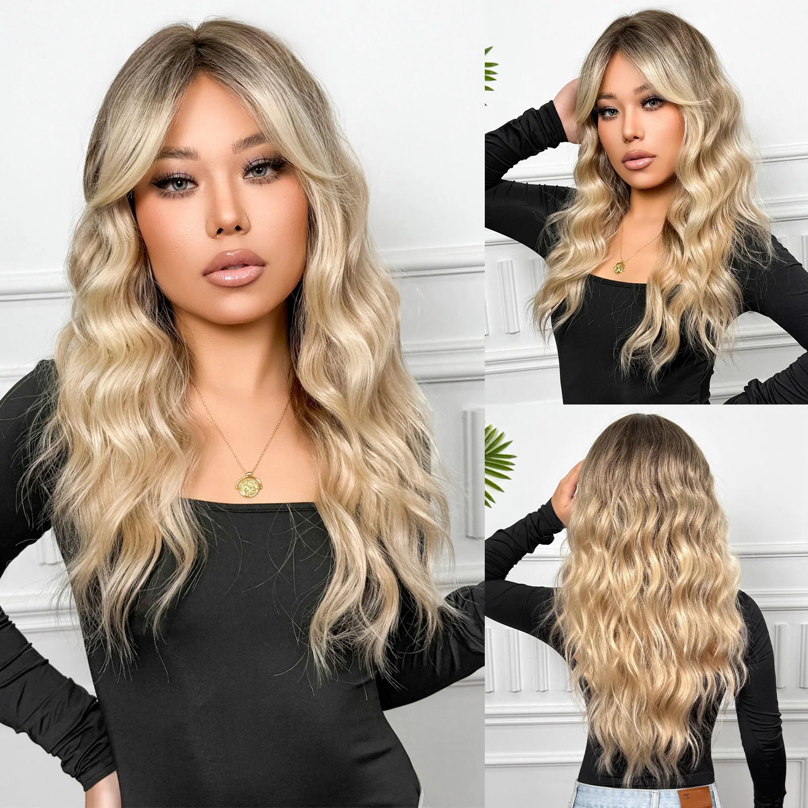 Blonde Unicorn Synthetic Wig Ombre Dark to Blonde Curly Wavy Wigs with Bangs Cosplay Party UseHeat Resistant Fiber Women Girl
Blonde Unicorn Synthetic Wig Ombre Dark to Blonde Curly Wavy Wigs with Bangs Cosplay Party UseHeat Resistant Fiber Women Girl