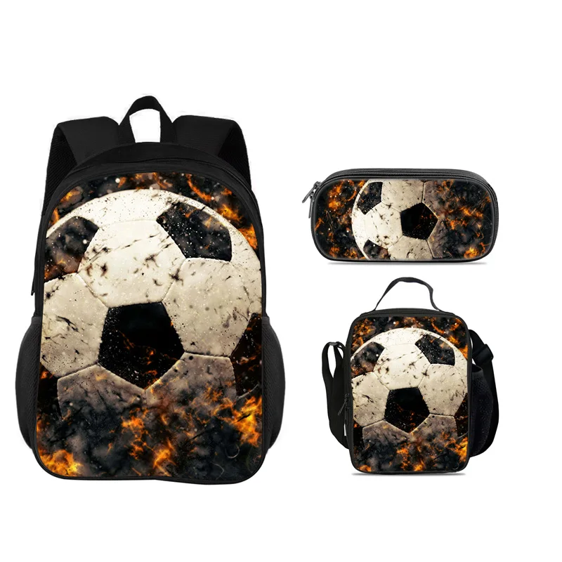Soccer backpack, pencil case, ice pack, 3Pcs Set, new football print, best partner for male and female students going to school
Soccer backpack, pencil case, ice pack, 3Pcs Set, new football print, best partner for male and female students going to school
