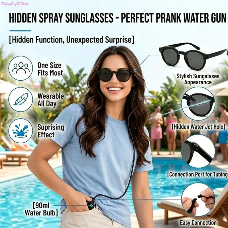 D0JC Water Sprinkling Sunglasses Invisible Design 90Ml Sprinkle Water Pranks Toy For Joke Novelty Gift For Men Women Kids
D0JC Water Sprinkling Sunglasses Invisible Design 90Ml Sprinkle Water Pranks Toy For Joke Novelty Gift For Men Women Kids