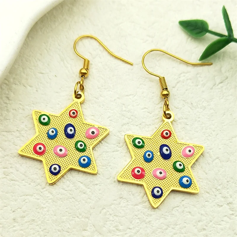 Hexagon Evil Eye Dangle Earring For Women Girls Stainless Steel Gold Color Lucky Eyes Amulet Earrings Jewelry
Hexagon Evil Eye Dangle Earring For Women Girls Stainless Steel Gold Color Lucky Eyes Amulet Earrings Jewelry