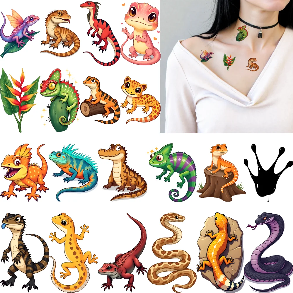 54pcs Temporary Tattoo Gecko Tattoos Temporary Tattoo Stickers Chameleon Tattoos Snake Tattoos Cartoon For Women Arms
54pcs Temporary Tattoo Gecko Tattoos Temporary Tattoo Stickers Chameleon Tattoos Snake Tattoos Cartoon For Women Arms