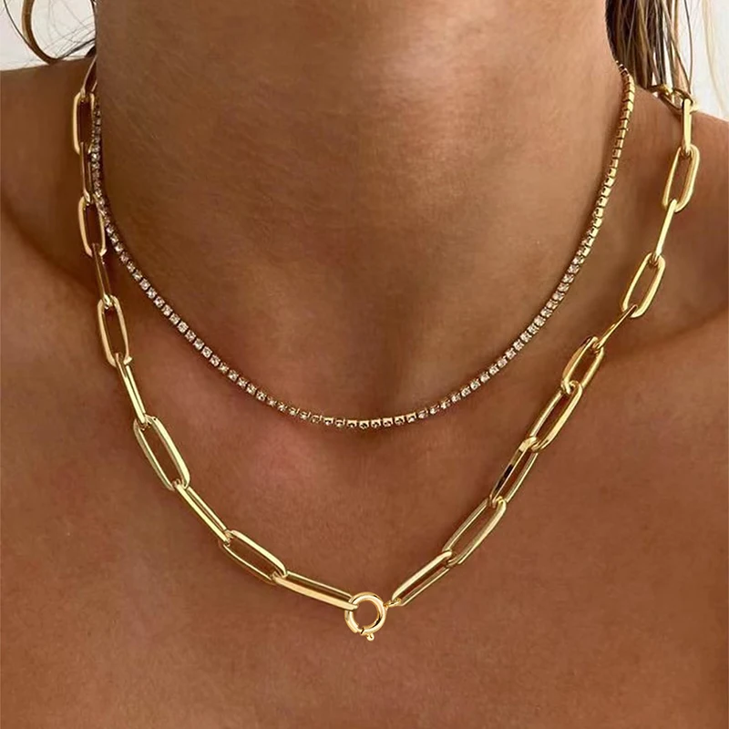 Double-Layer Stacked Cross Claw Chain Casual Snap Lock Necklace Vacation Party Concert Fashion Versatile Trend Hip-Hop Necklace
Double-Layer Stacked Cross Claw Chain Casual Snap Lock Necklace Vacation Party Concert Fashion Versatile Trend Hip-Hop Necklace