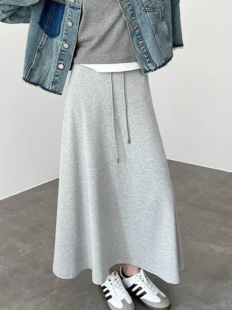 Casual Korean Gray Long Skirts Women High Waist Preppy Style Cute Skirt Spring Vintage Female Elegant Simple A Line Skirts
Casual Korean Gray Long Skirts Women High Waist Preppy Style Cute Skirt Spring Vintage Female Elegant Simple A Line Skirts