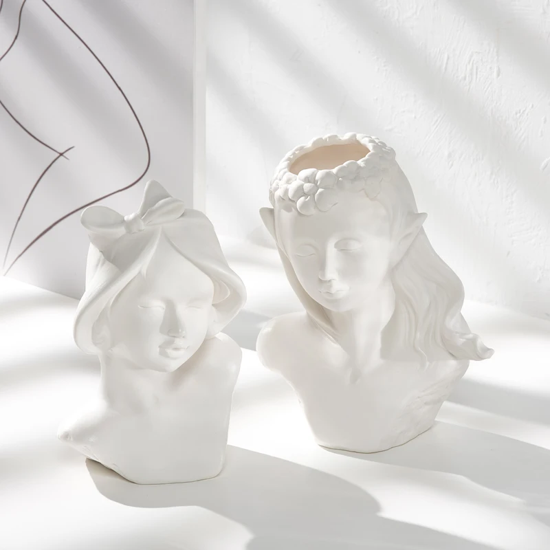 Ceramic vase - Ins Nordic style, white for human body, decorative dried flower arrangement, vase for display.
Ceramic vase - Ins Nordic style, white for human body, decorative dried flower arrangement, vase for display.