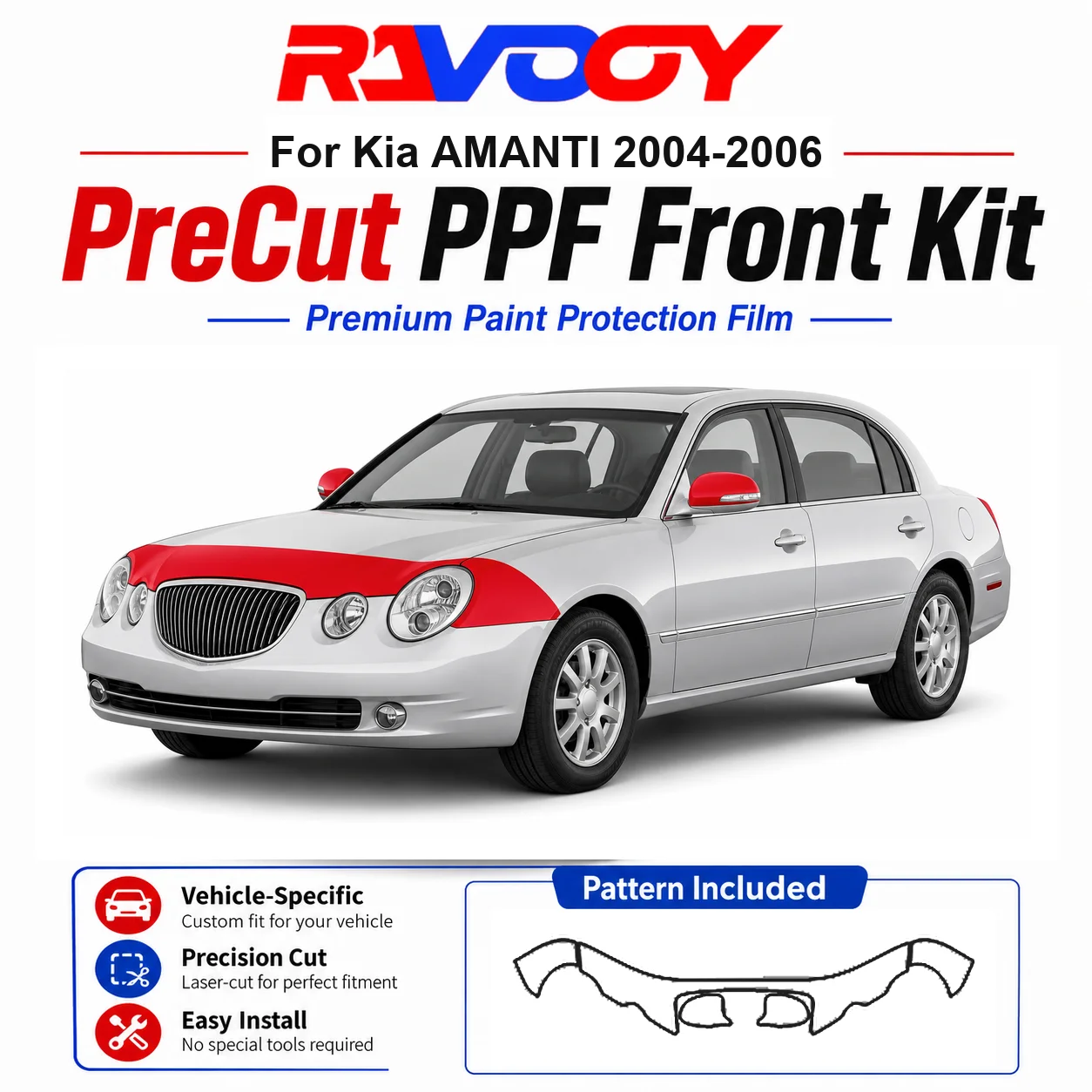 8.5mil TPU Precut PPF Kit For Kia AMANTI 2004-2006 - Hood, Partial Fenders & Full Mirror Set - Self-Healing Gloss Clear Bra Film
8.5mil TPU Precut PPF Kit For Kia AMANTI 2004-2006 - Hood, Partial Fenders & Full Mirror Set - Self-Healing Gloss Clear Bra Film