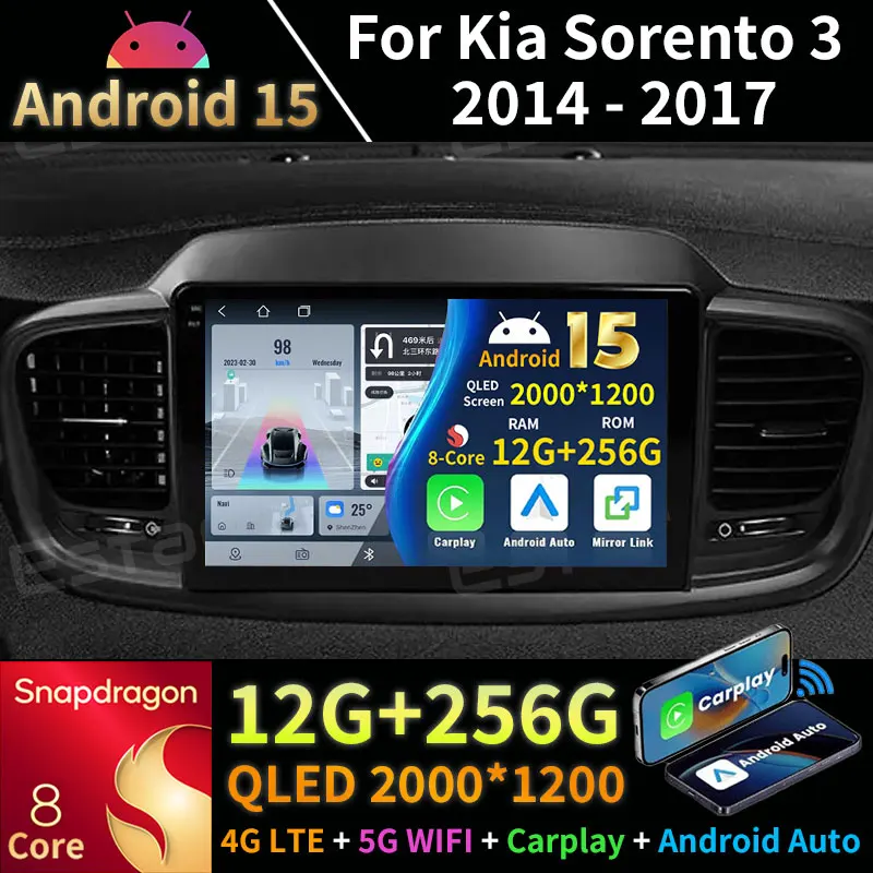 For Kia Sorento 3 2014 - 2017 Android 15 Car Radio GPS Multimedia Player Navi Head Unit 360 Camera Wireless Carplay Stereo Video
For Kia Sorento 3 2014 - 2017 Android 15 Car Radio GPS Multimedia Player Navi Head Unit 360 Camera Wireless Carplay Stereo Video