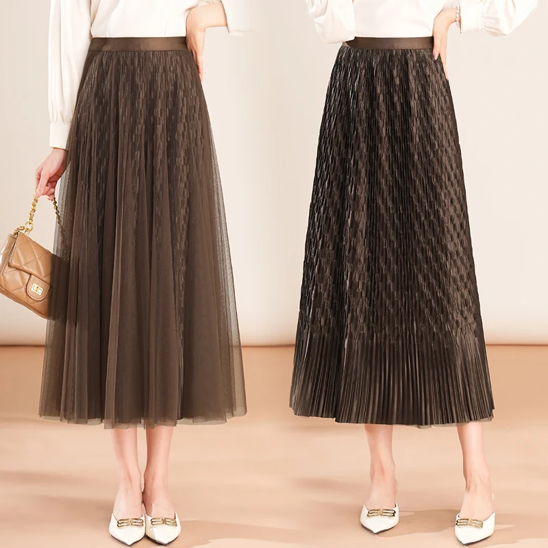 Double Side Wearing Mesh Skirt Women's Spring Autumn High-waisted Thin Pleated Skirt Mid-length Gauze Skirt
Double Side Wearing Mesh Skirt Women's Spring Autumn High-waisted Thin Pleated Skirt Mid-length Gauze Skirt