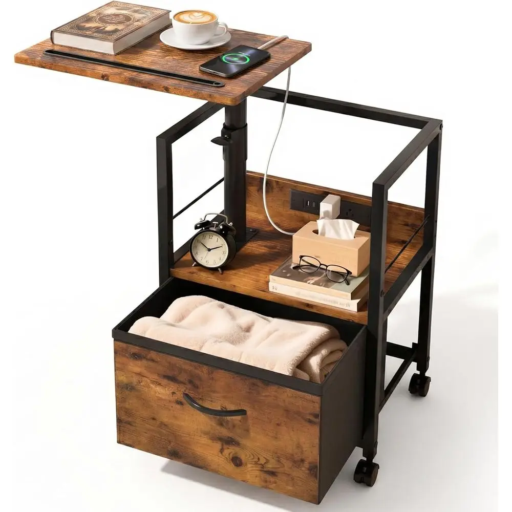 Brown Rolling Nightstand with Charging Station for Small Spaces, Ideal for Bedroom or Living Room
Brown Rolling Nightstand with Charging Station for Small Spaces, Ideal for Bedroom or Living Room