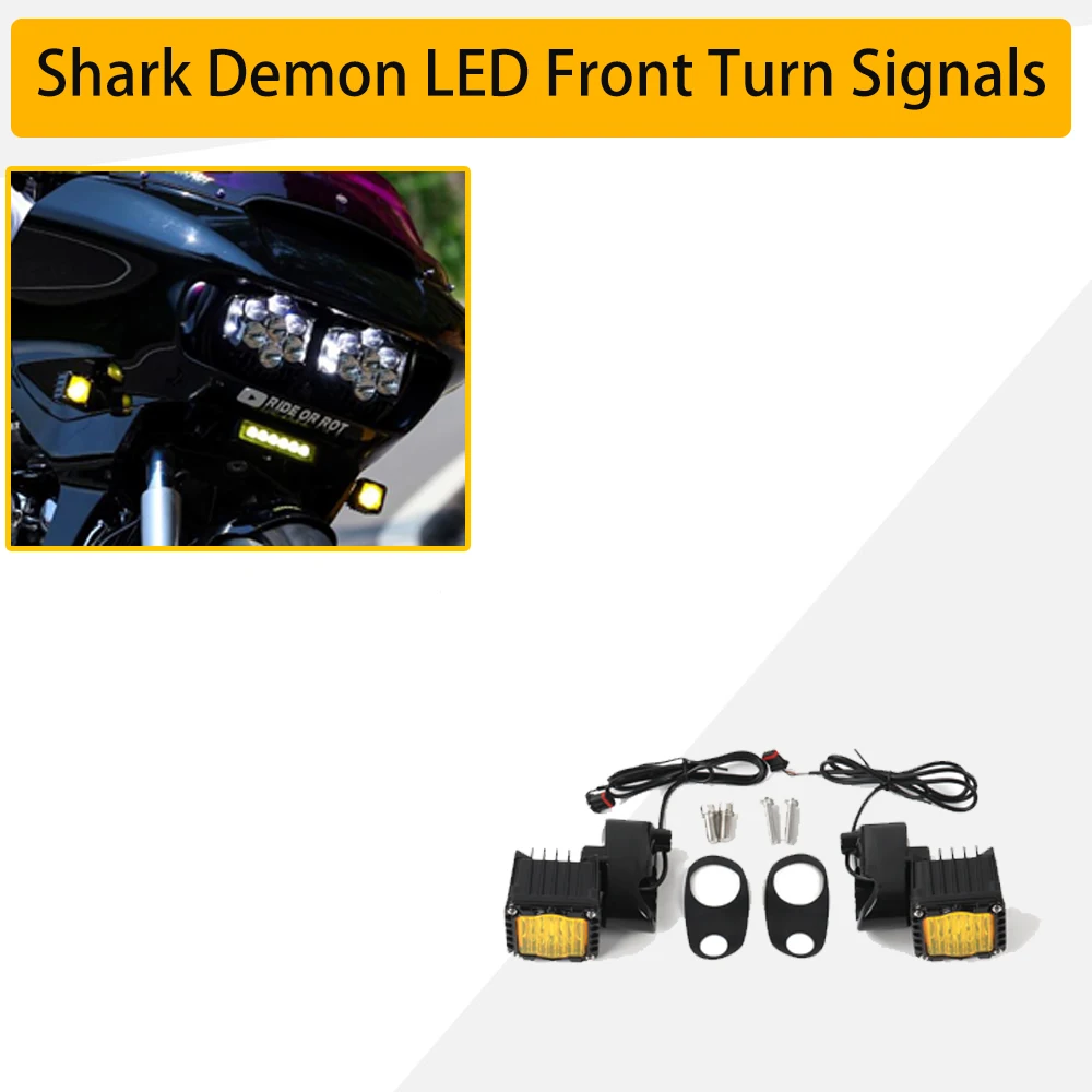 Мотоциклетные светодиодные передние указатели поворота Shark Demon для Harley Road Glide Special Limited FLTRK FLTRUSE FLTRT 2015-2023
Мотоциклетные светодиодные передние указатели поворота Shark Demon для Harley Road Glide Special Limited FLTRK FLTRUSE FLTRT 2015-2023