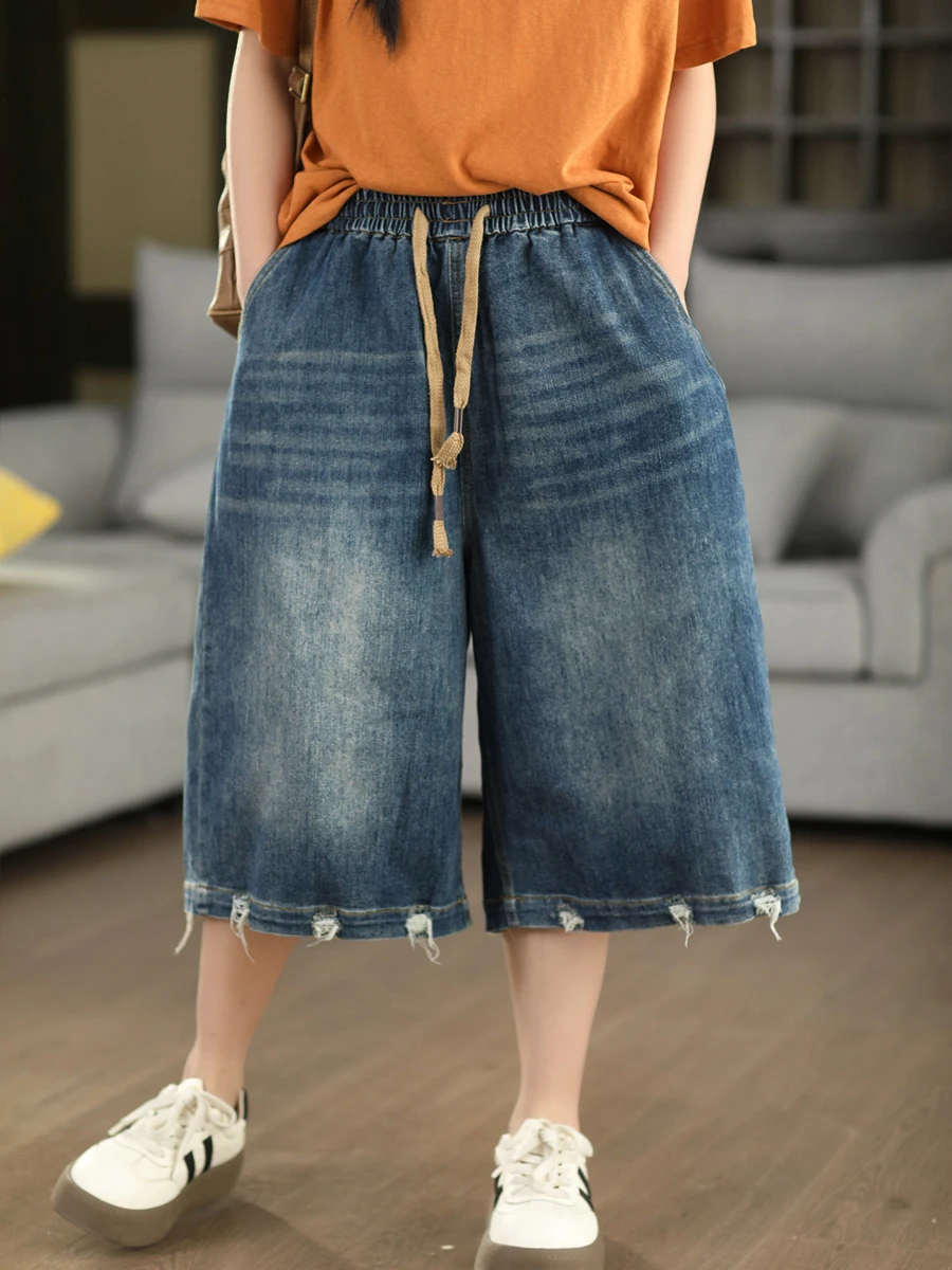 Retro Hole Denim Jeans Women's Summer Elastic Waist Slimming Fashionable Straight Leg Pants Straight Cut Spring Season Ladies
Retro Hole Denim Jeans Women's Summer Elastic Waist Slimming Fashionable Straight Leg Pants Straight Cut Spring Season Ladies