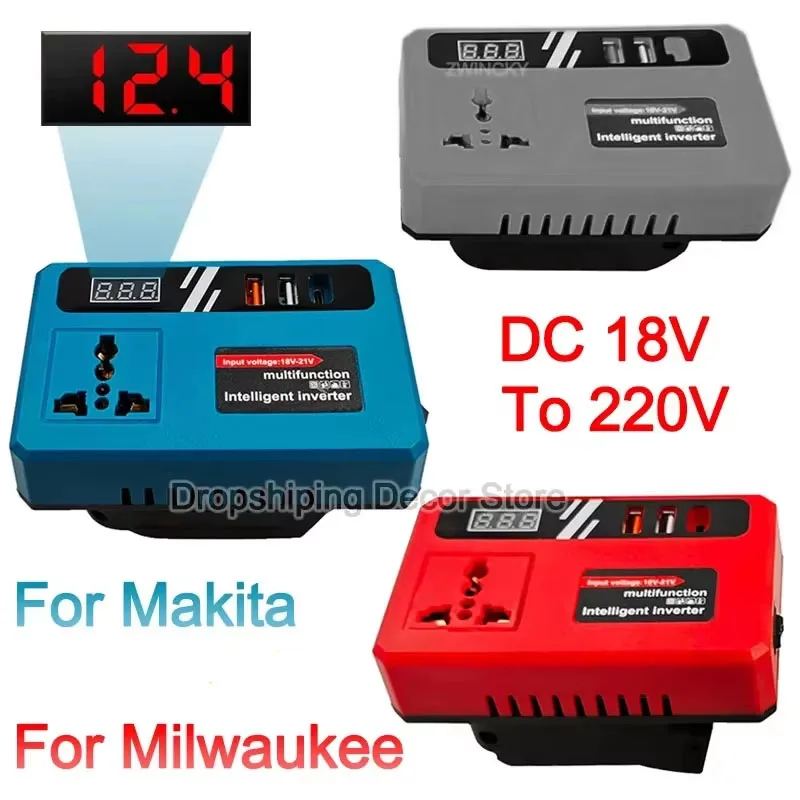  DC18V/21V To 220V AC Power Supply Inverter For Dewalt/Makita/Milwaukee18V Li-ion Battery For Outdoor Activities Battery Invert
DC18V/21V To 220V AC Power Supply Inverter For Dewalt/Makita/Milwaukee18V Li-ion Battery For Outdoor Activities Battery Invert